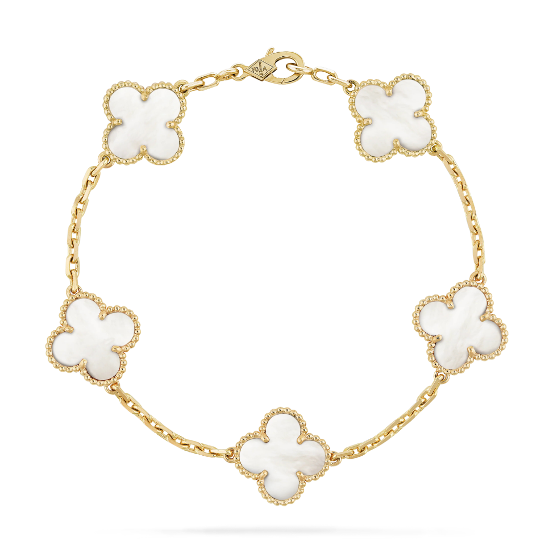 KIT 2 EN 1 VAN CLEEF RODINADO – GARGANTILLA + PULSERA TRÉBOL