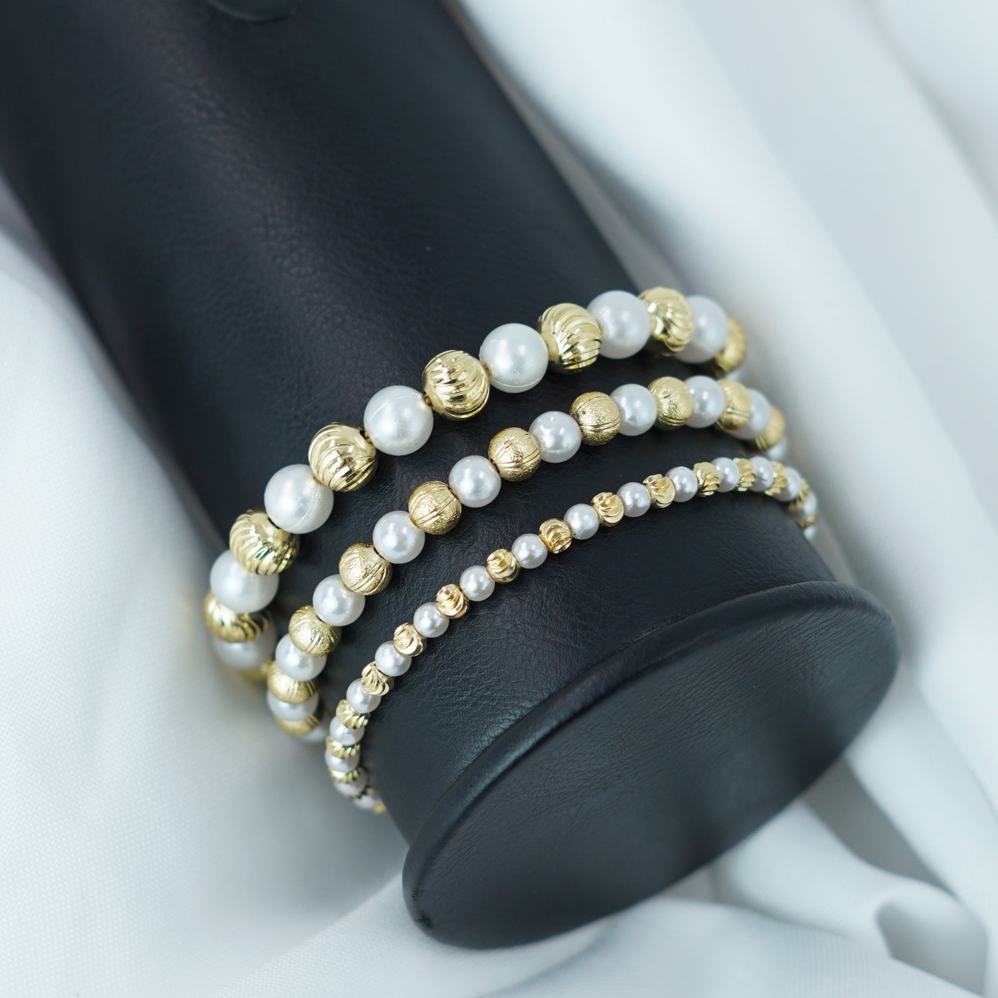 Pulsera Perlas Diamantada - Oro