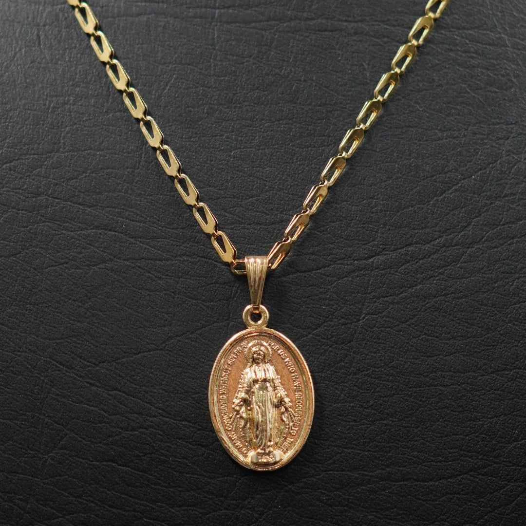 COMBO CADENA+DIJE VIRGEN MILAGROSA DORADO