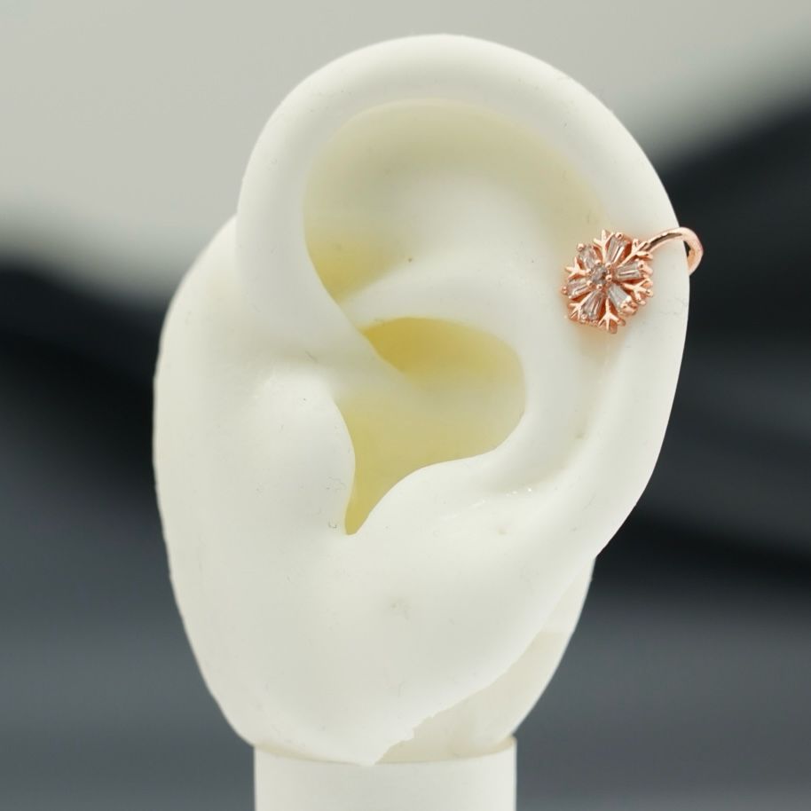Earcuff Flor Piedras - Oro/Plata