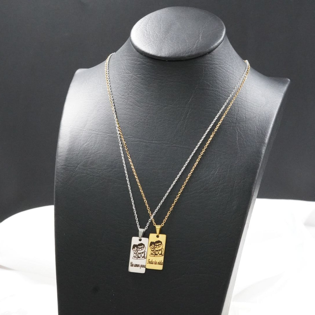 COMBO PAREJAS CADENA+DIJE VIEJITOS PLACA GRANDE