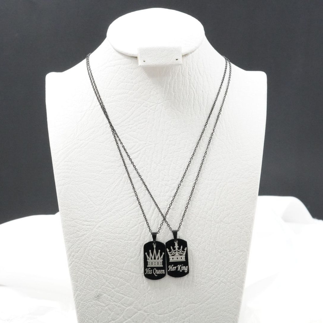 COMBO PAREJAS CADENA+DIJE CORONA PLACA GRANDE