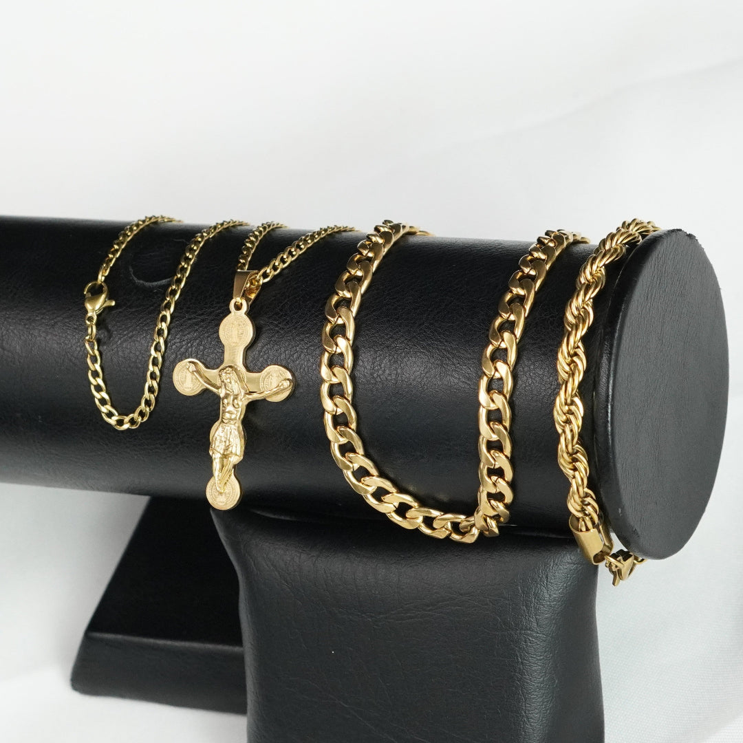 COMBO DUO CADENA CUBANAS+DIJE+PULSERA LASO