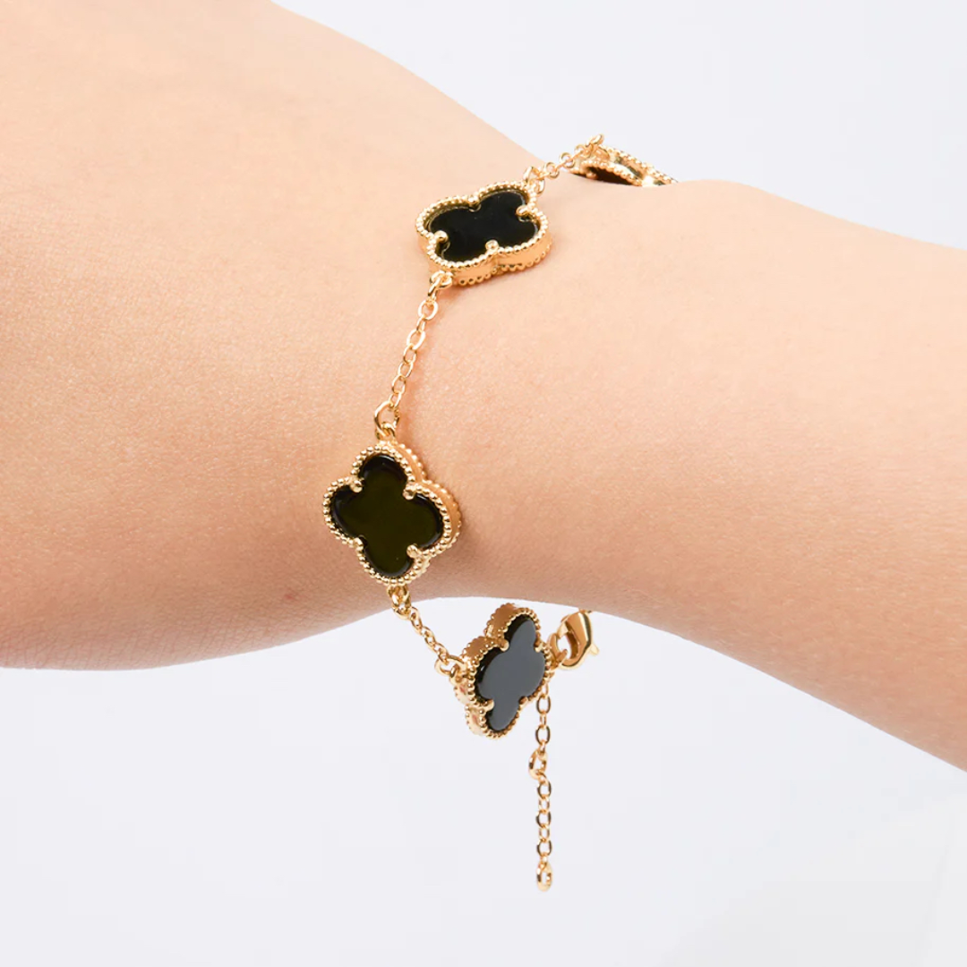 KIT 2 EN 1 VAN CLEEF RODINADO – GARGANTILLA + PULSERA TRÉBOL