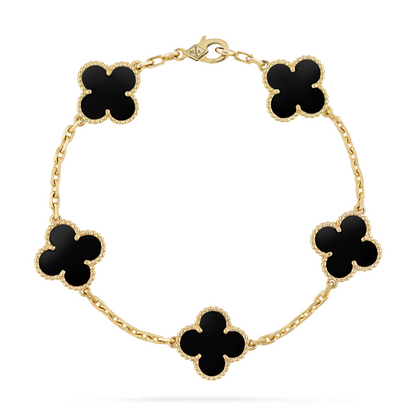 KIT 2 EN 1 VAN CLEEF RODINADO – GARGANTILLA + PULSERA TRÉBOL
