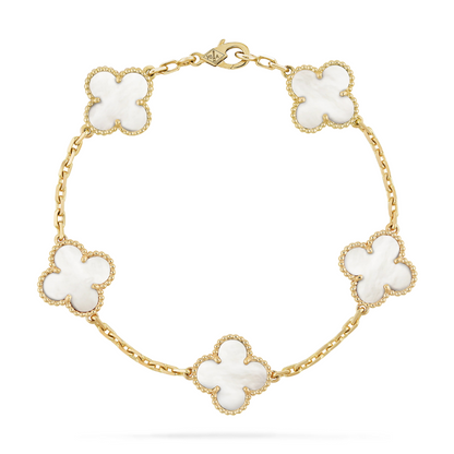 KIT 2 EN 1 VAN CLEEF RODINADO – GARGANTILLA + PULSERA TRÉBOL