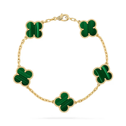 KIT 2 EN 1 VAN CLEEF RODINADO – GARGANTILLA + PULSERA TRÉBOL