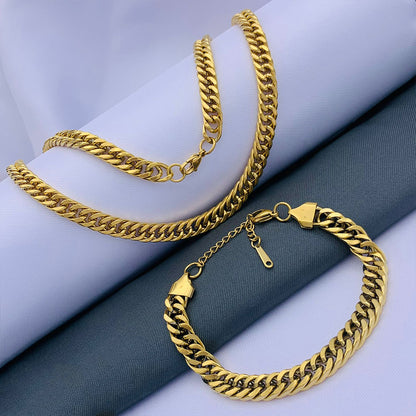 COMBO DUO CADENA+PULSERA DOBLE ESLABON