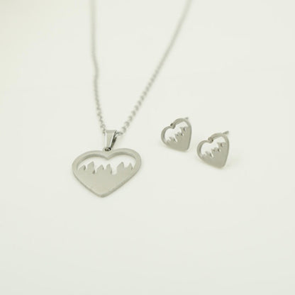 COMBO CADENA+DIJE ECO CORAZON CON FUEGO PLATEADO