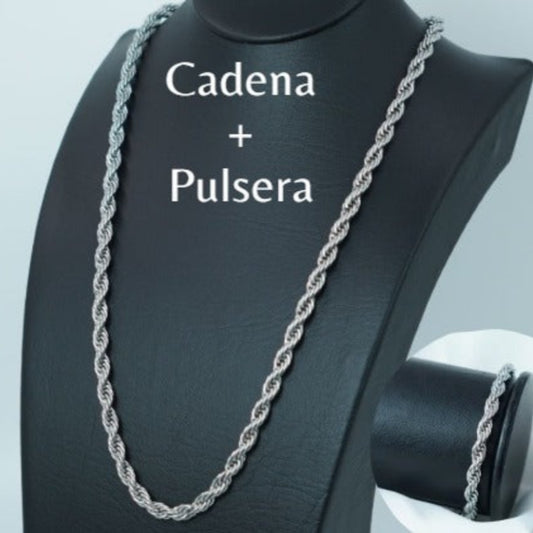 COMBO CADENA+PULSERA PLATEADO