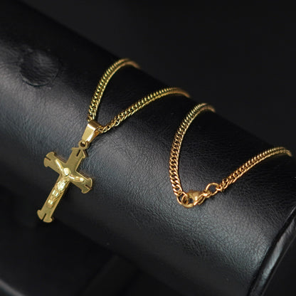 COMBO CADENA+DIJE DOBLE ESLABON CON CRISTO