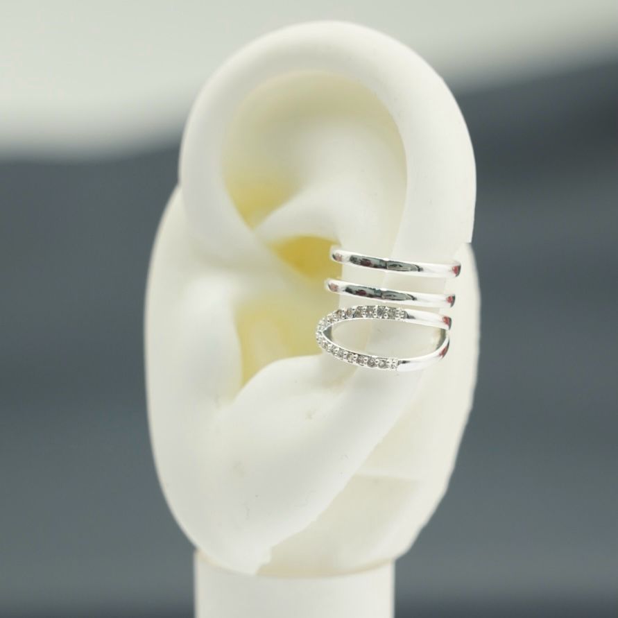 Earcuff Rayas Elegantes - Oro/Plata