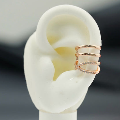Earcuff Rayas Elegantes - Oro/Plata