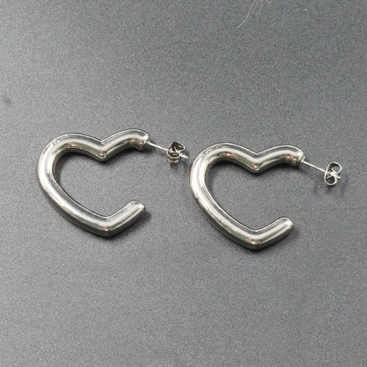 Arete Corazón Grueso Plateado