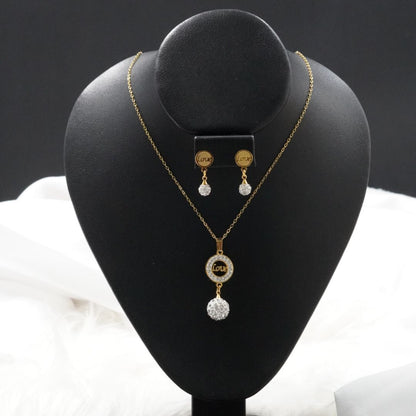 COMBO CADENA+DIJE+ARETE BOLA DE FUEGO LOVA DORADO