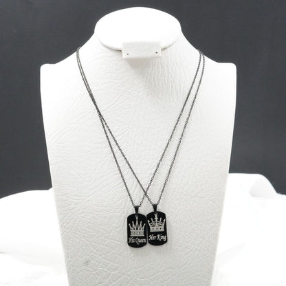 COMBO PAREJAS CADENA+DIJE CORONA PLACA GRANDE