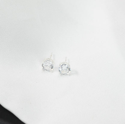Arete Topo Circular Blanco Diamante Plata
