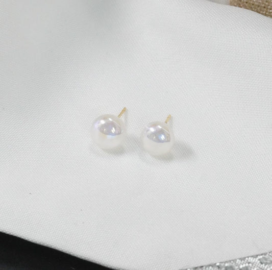 Arete Topo Perla Tornasol Blanca