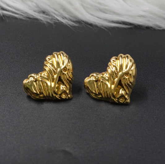 Arete Rodio Corazón Rayado Dorado