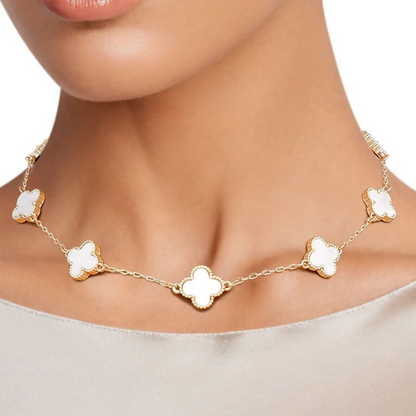 KIT 2 EN 1 VAN CLEEF RODINADO – GARGANTILLA + PULSERA TRÉBOL