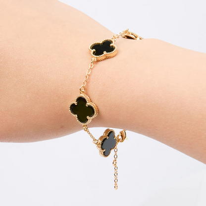 KIT 2 EN 1 VAN CLEEF RODINADO – GARGANTILLA + PULSERA TRÉBOL