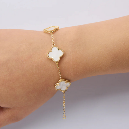 KIT 2 EN 1 VAN CLEEF RODINADO – GARGANTILLA + PULSERA TRÉBOL