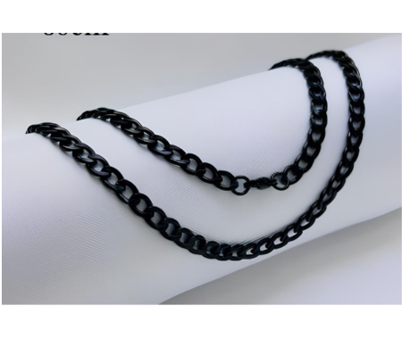 Cadena Cubana Negra 1.2mm - Acero Inoxidable 316L