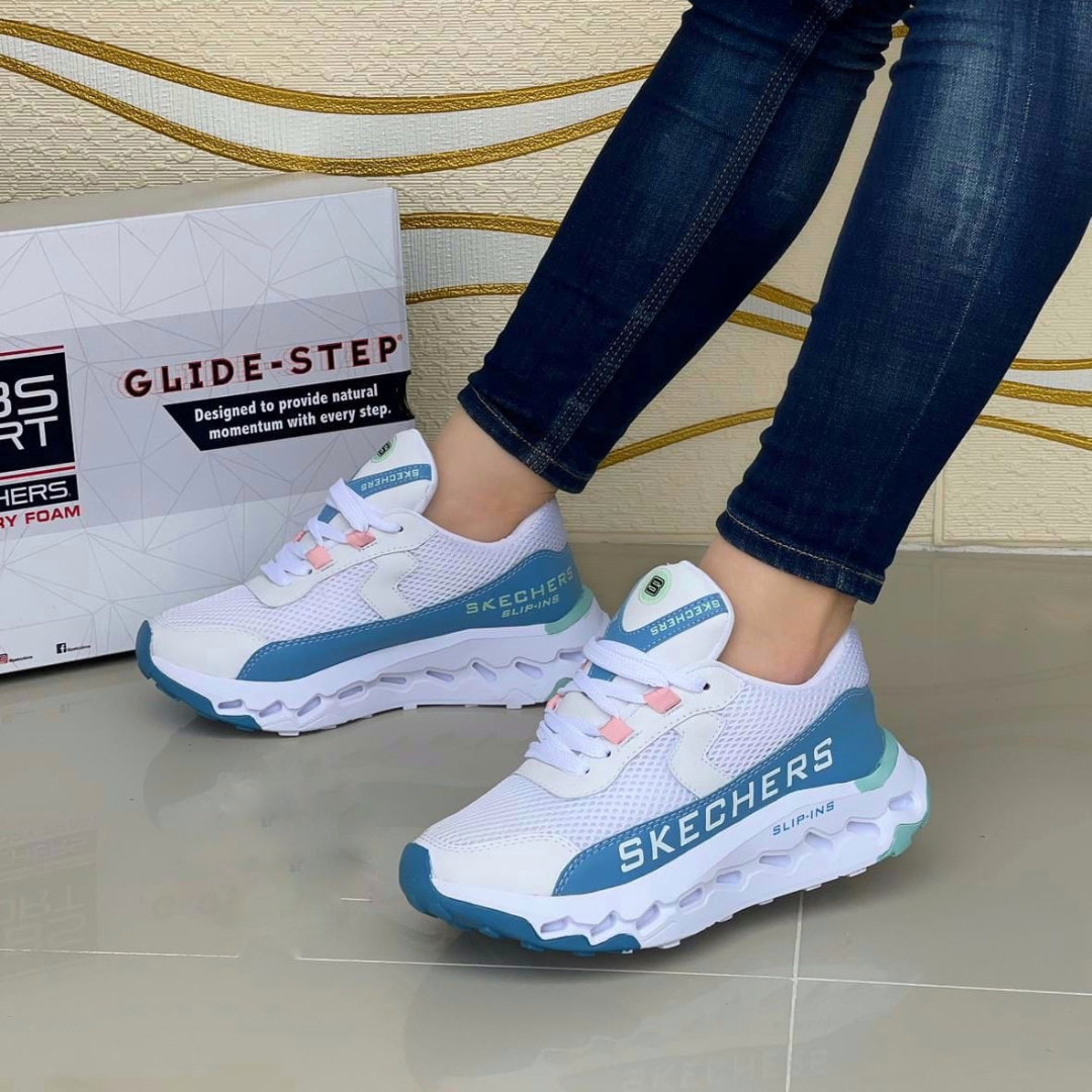Tenis Skechers Mt Blanco Azul | Dama