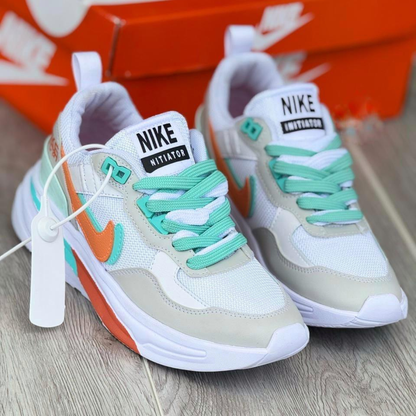 Tenis NK Doble Amc Naranja Azul | Dama