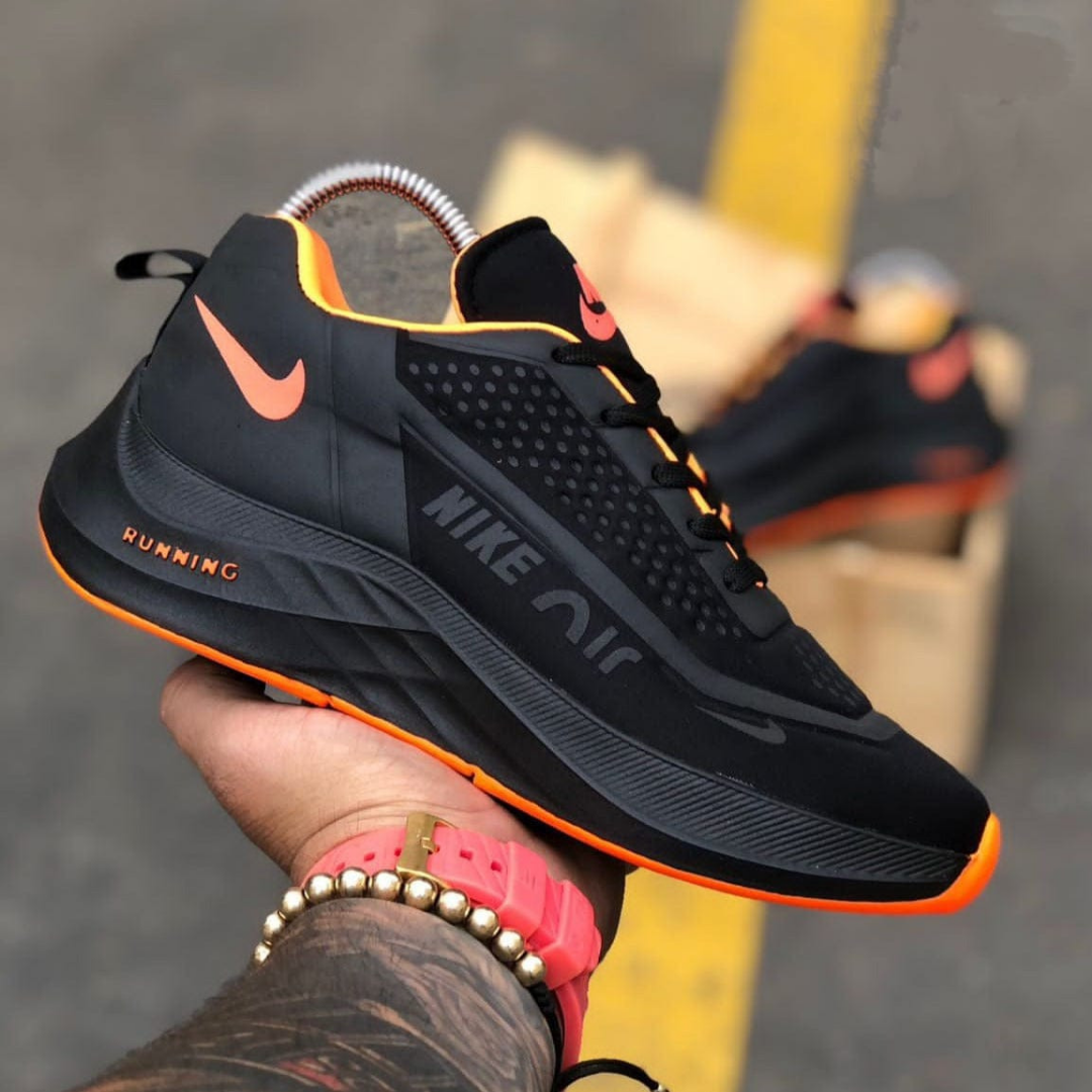 Tenis Nike Air Running Negro Naranja | Caballero