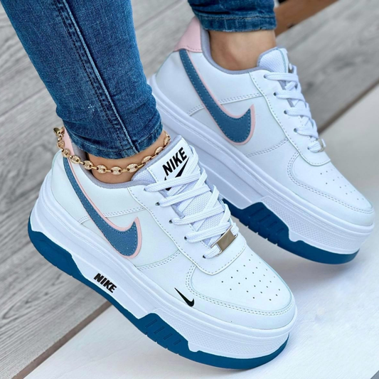 Tenis NK Doble Suela Blanco Azul | Dama