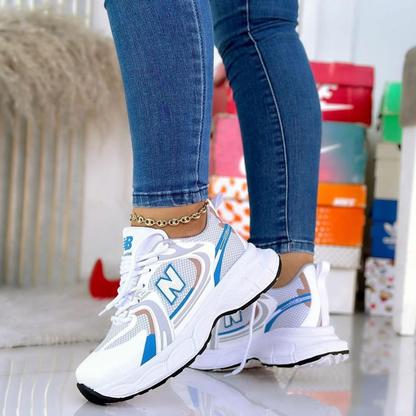 Tenis NB Burbuja Blanco Azul | Dama