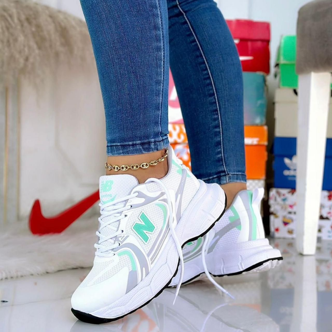 Tenis NB Burbuja Blanco Turquesa | Dama