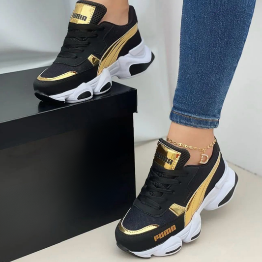 Tenis PM Fashion 2.0 Negro Dorado | Dama