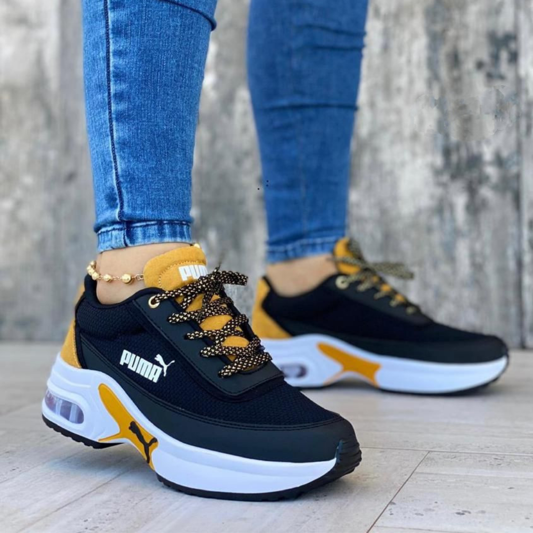 Tenis PM Negro Mostaza Plataforma | Dama